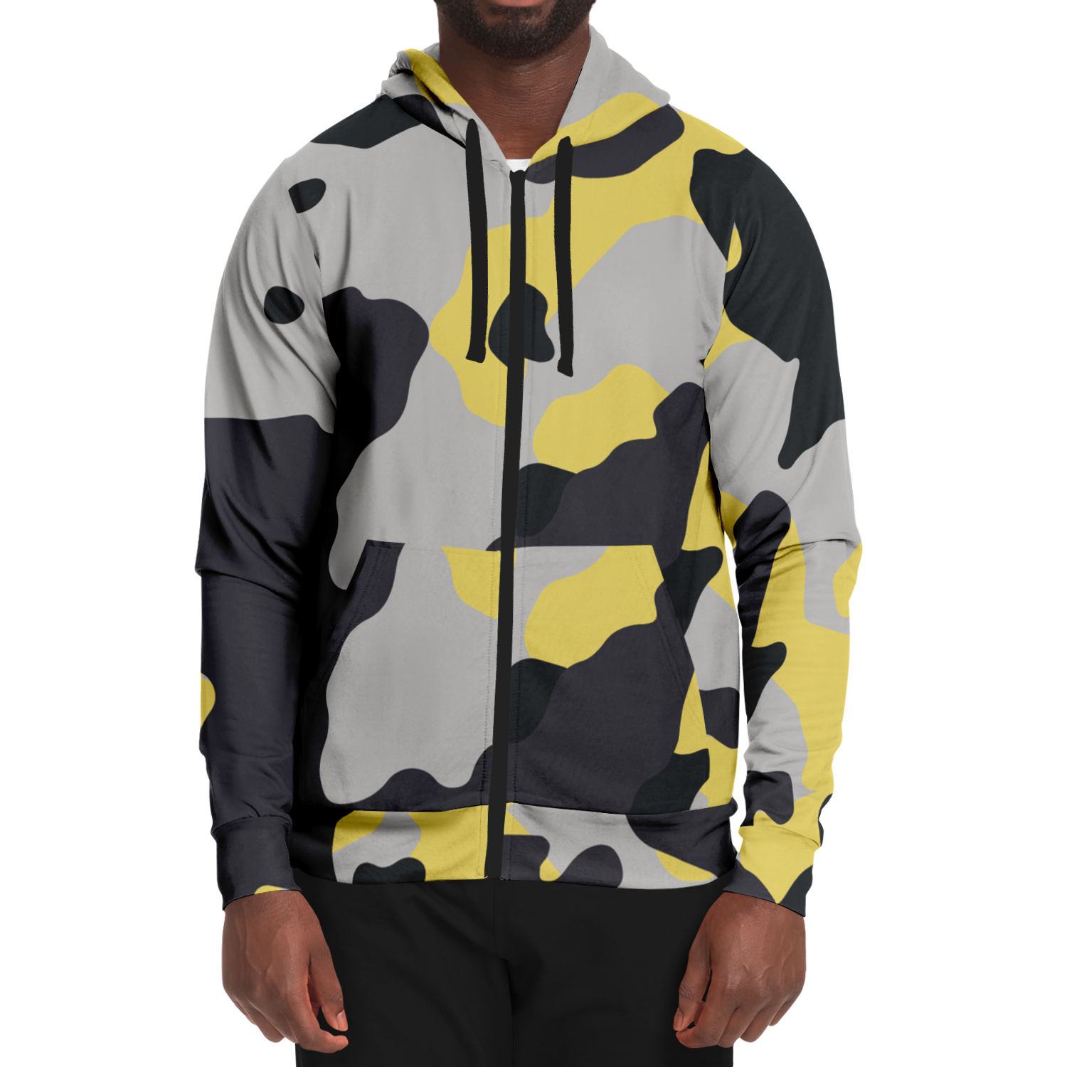 Zip-Up Hoodie | Yellow, Black & Silver Camouflage