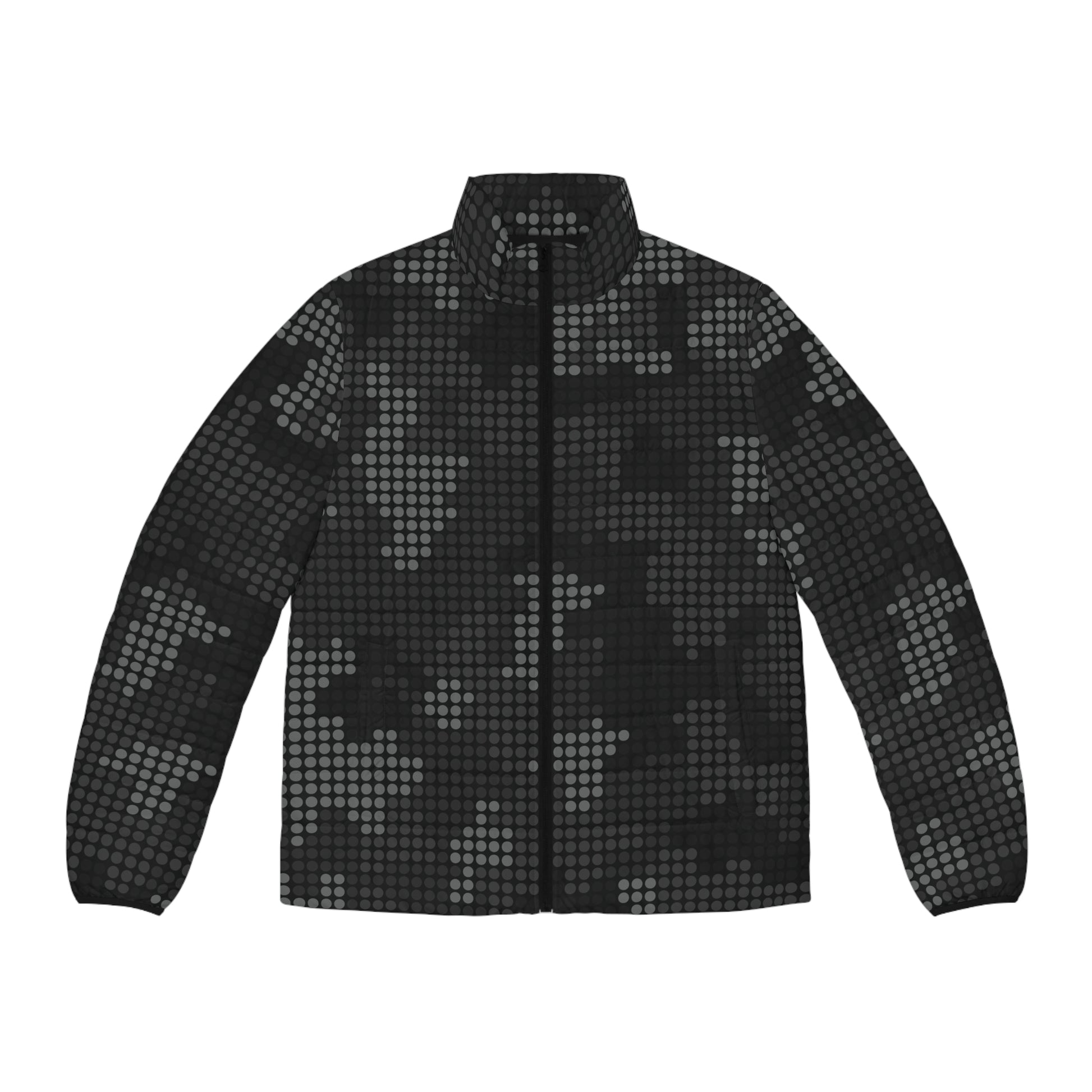 Black Camo Puffer Jacket For Men | Stylish Pixel Camouflage