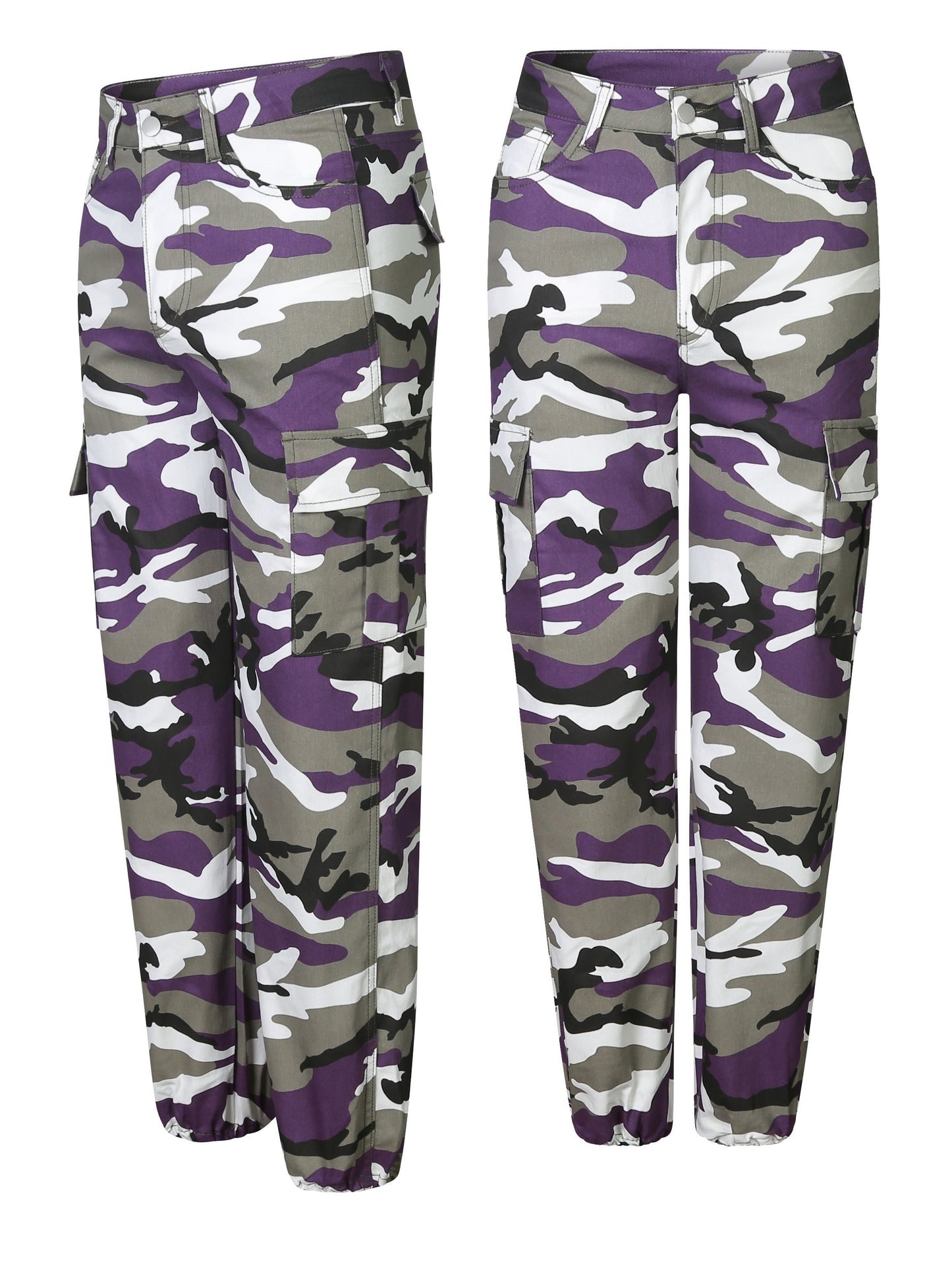 Women's Camo Flap Pockets Cargo Pants | Mid-Stretch