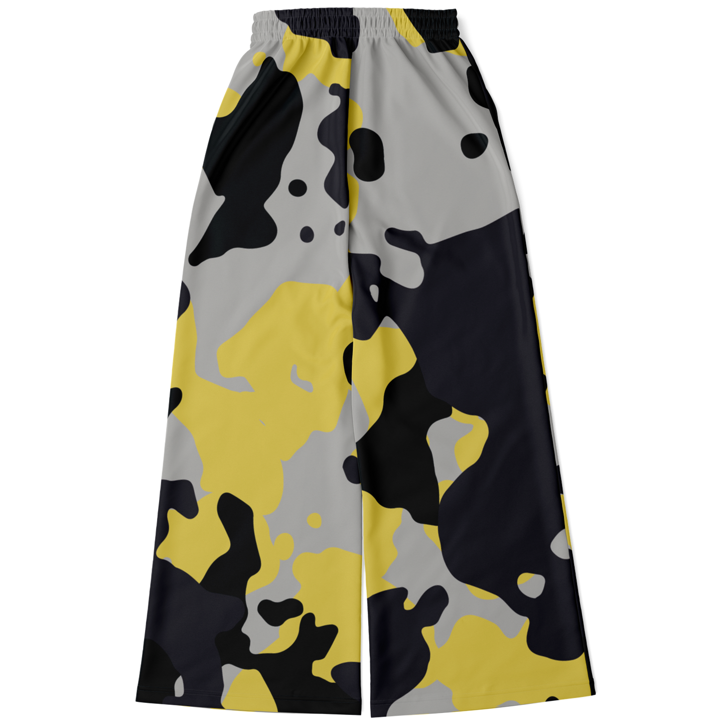 Camo Wide Leg Pants | Yellow, Black & Silver Camouflage