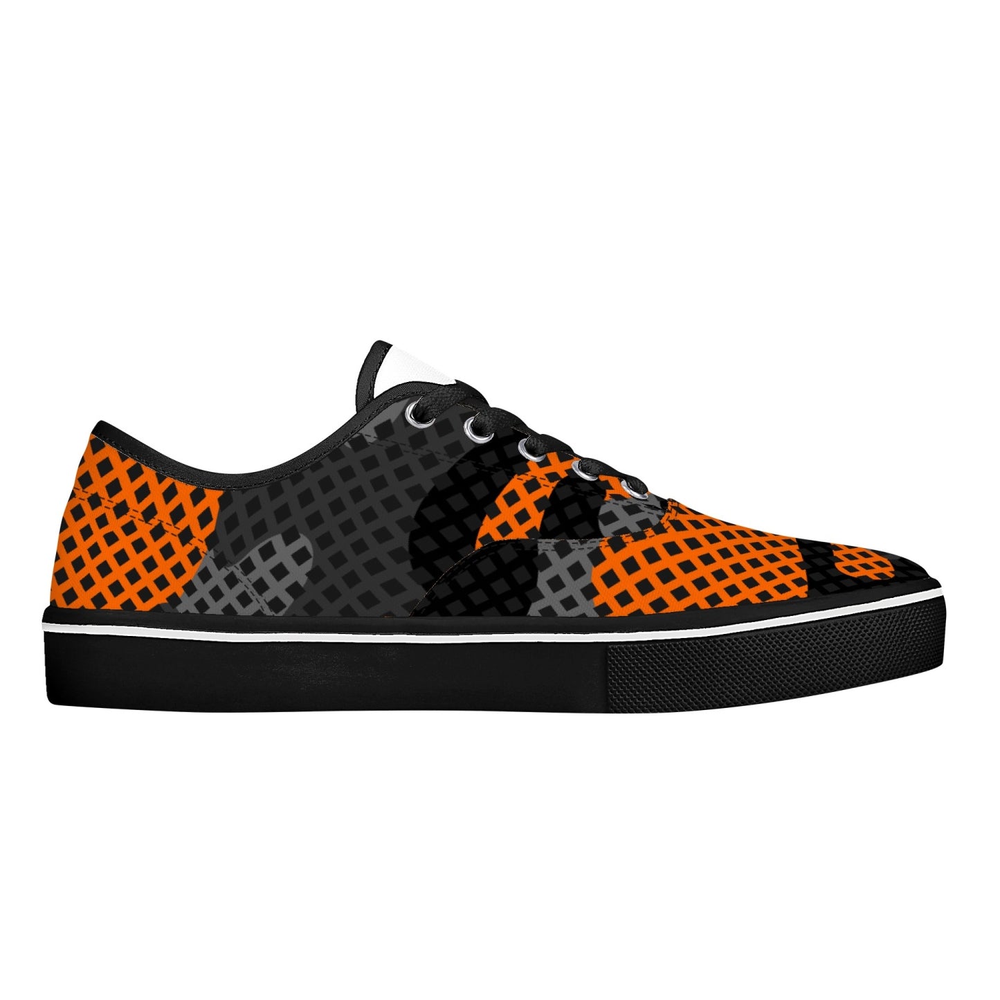 Camo Skate Shoes | Orange & Black Pixel Camouflage