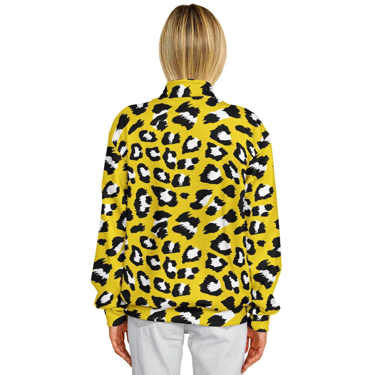 Baseball Jacket in Yellow & Black Leopard Pattern