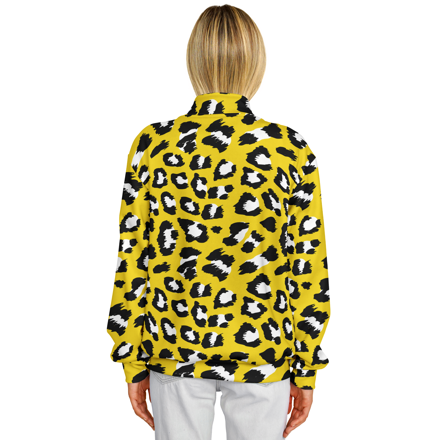 Baseball Jacket in Yellow & Black Leopard Pattern