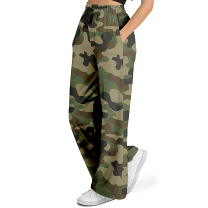 Camo Wide Leg Pants | Military Brown Camouflage