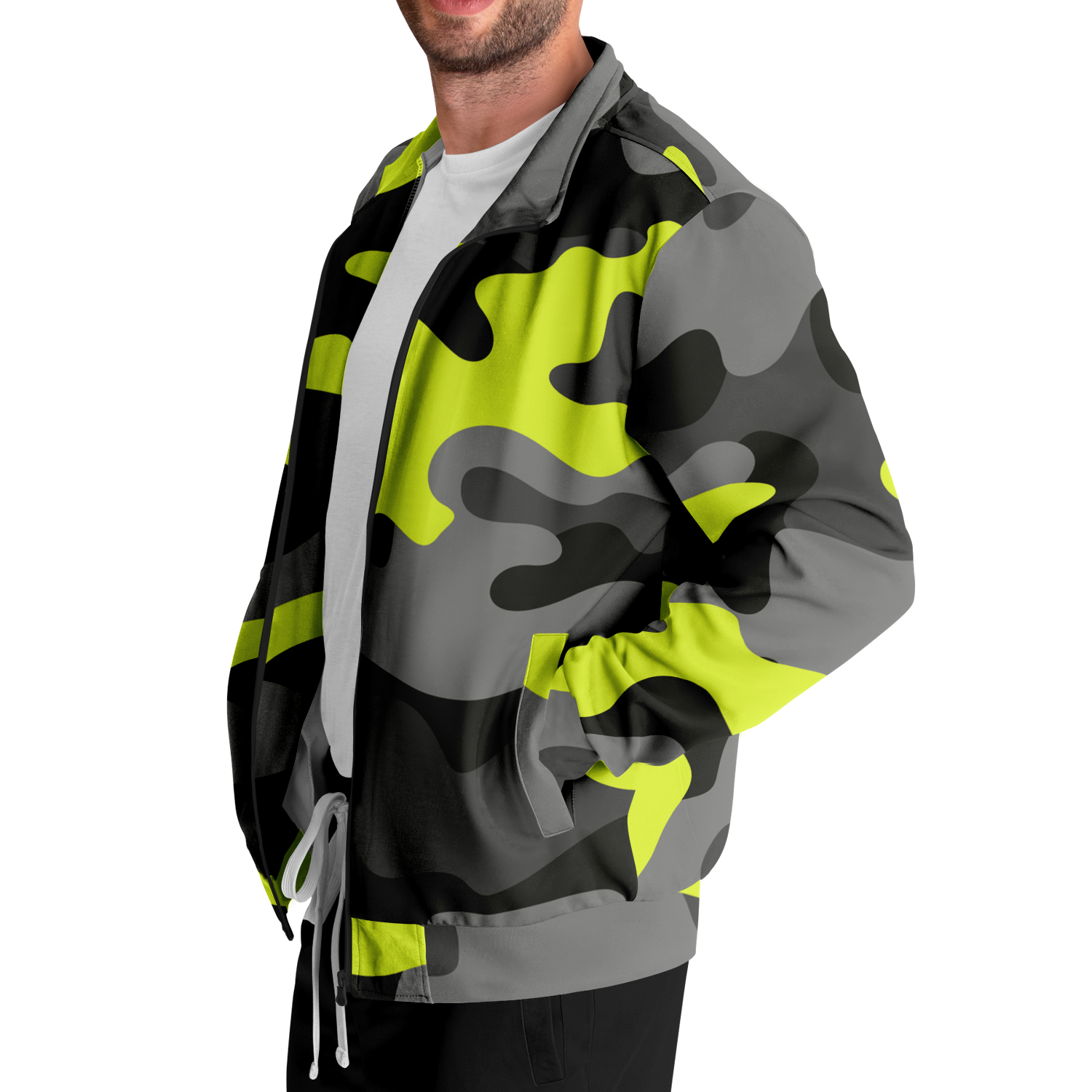 Camo Track Jacket | Black, Gray & Yellow Camouflage