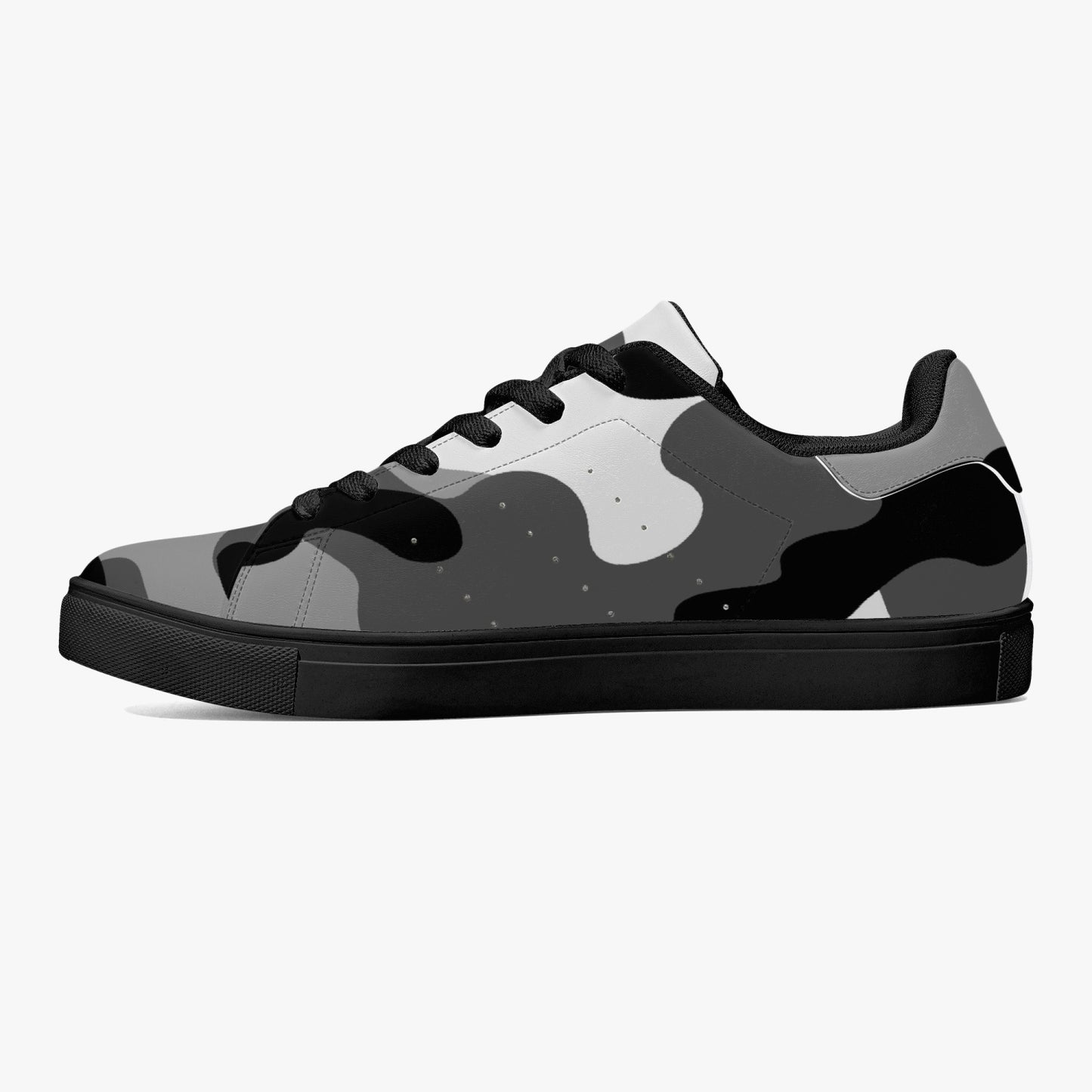 Camo Sneakers | Classic Low-Top Leather | Gray, Black and White