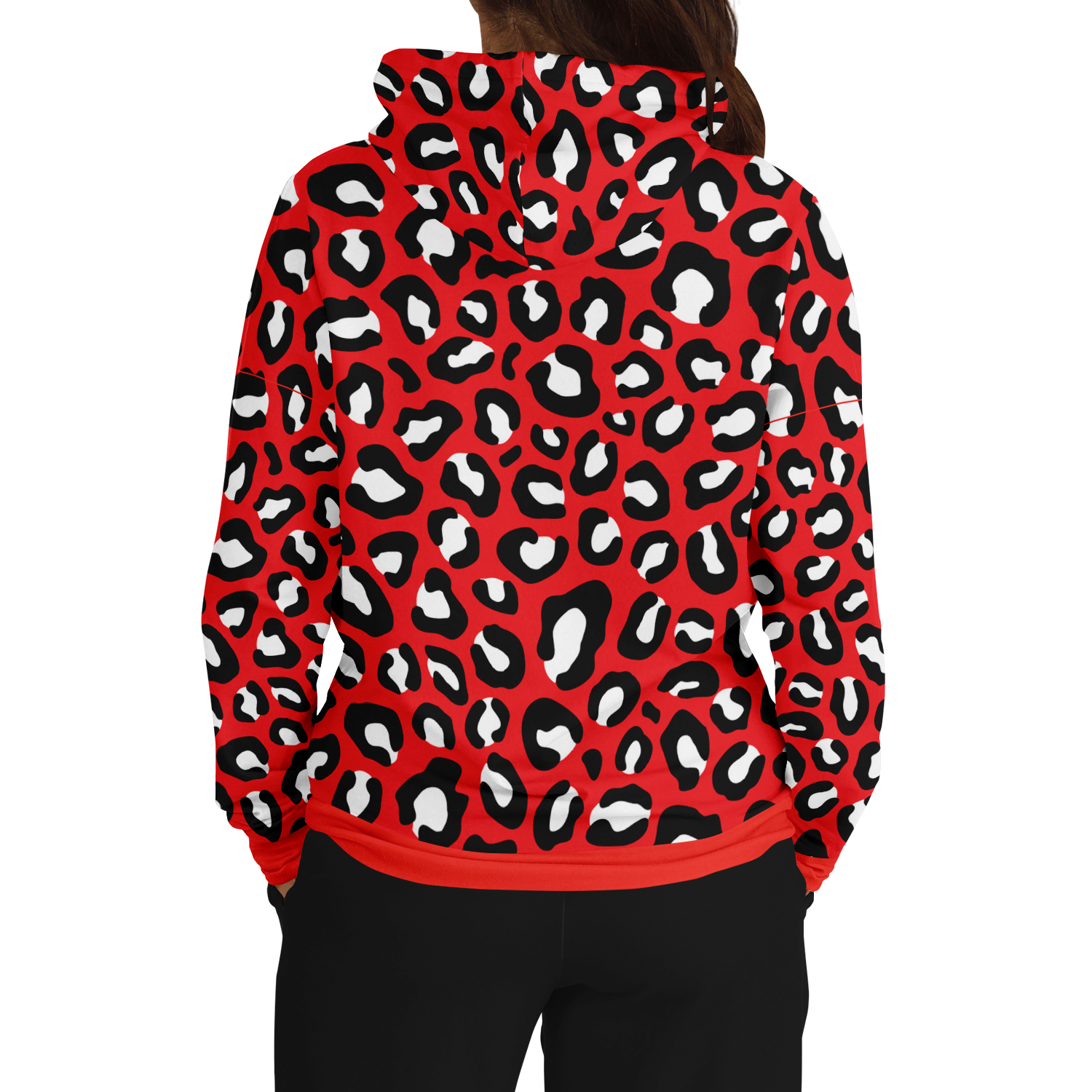 Leopard Hoodie | Red, Black and White Pattern