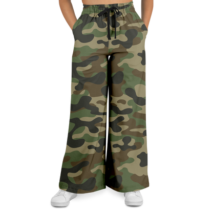 Camo Wide Leg Pants | Classic Green