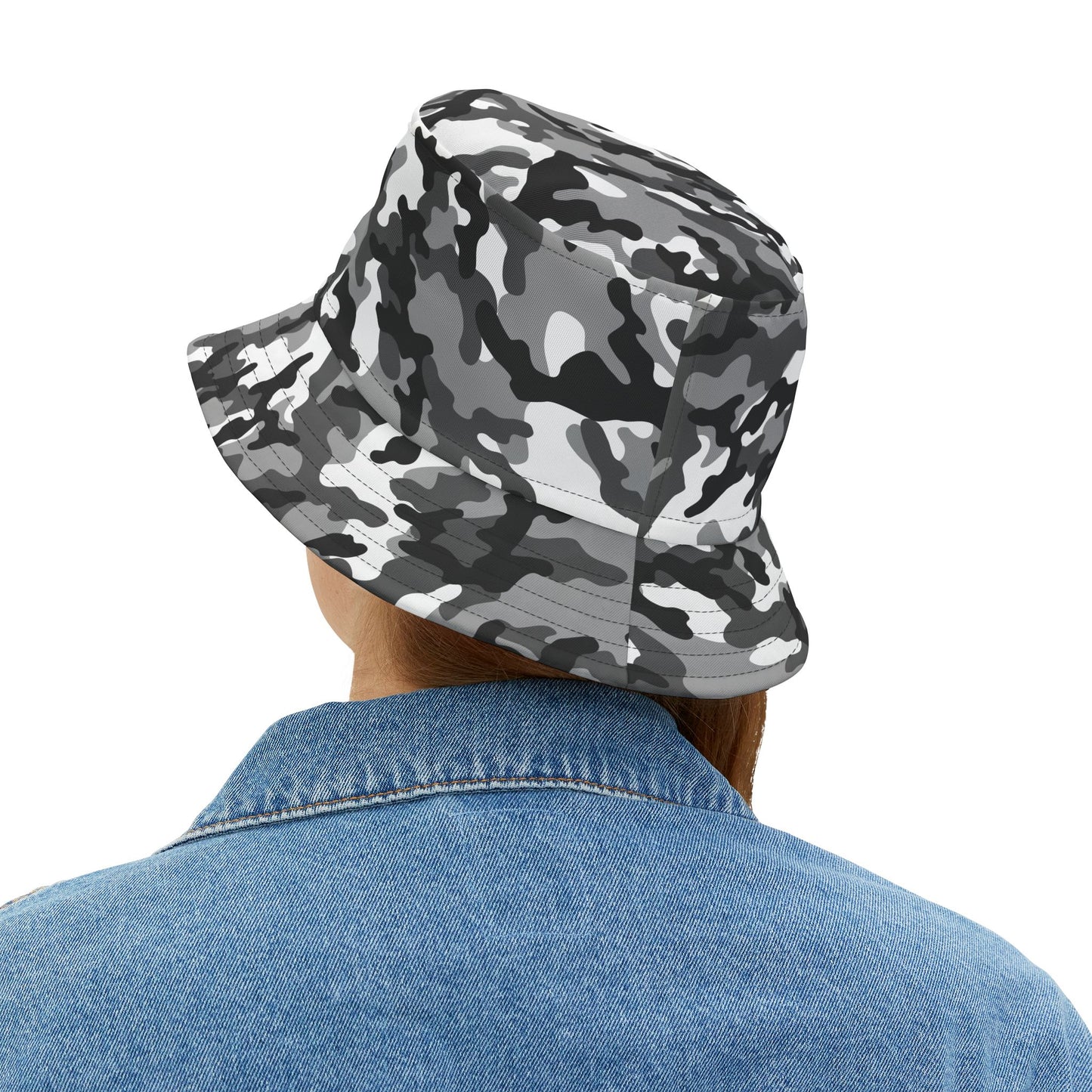 Camo Bucket Hat | Black, Gray and White Camouflage