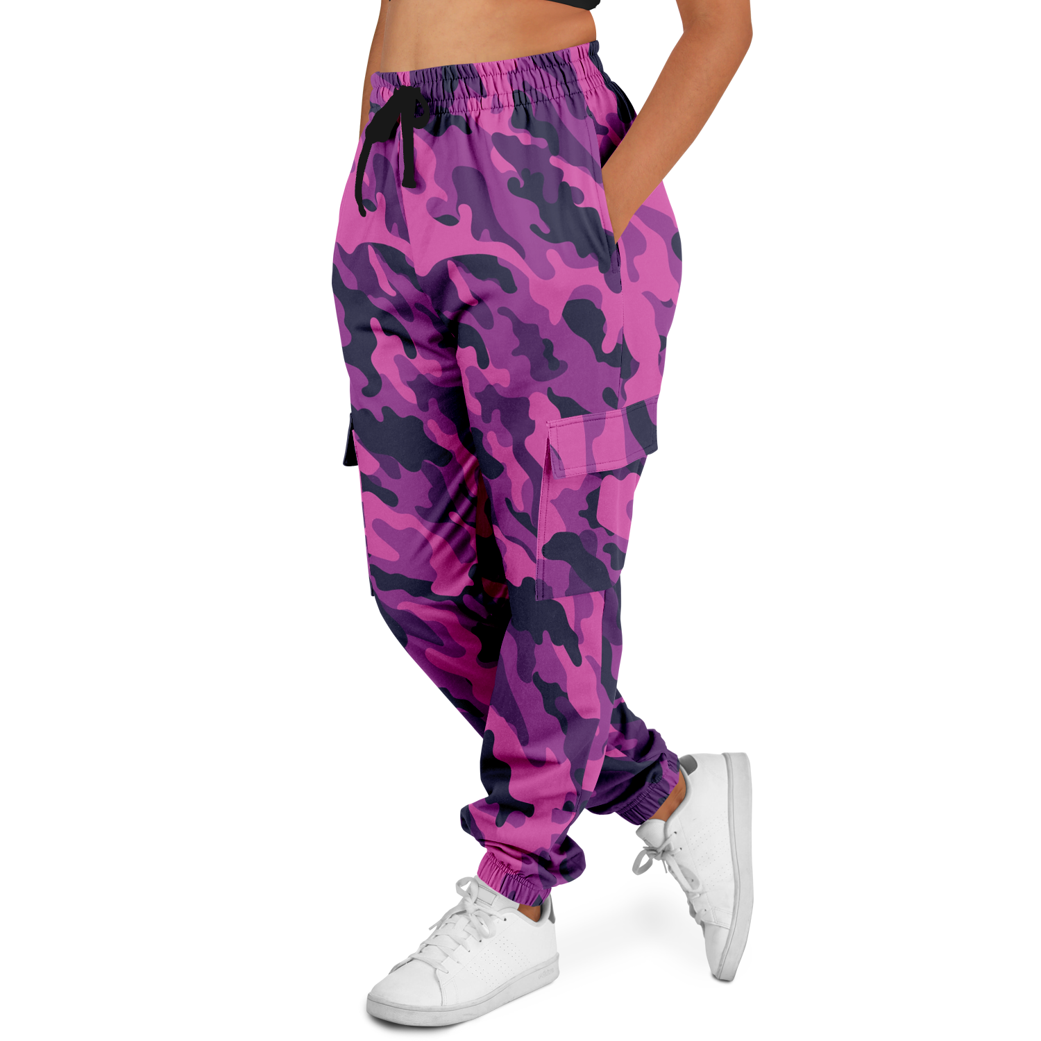 Pink Camo Cargo Pants | Blue & Magenta Mixed Camouflage