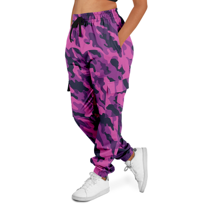 Pink Camo Cargo Pants | Blue & Magenta Mixed Camouflage