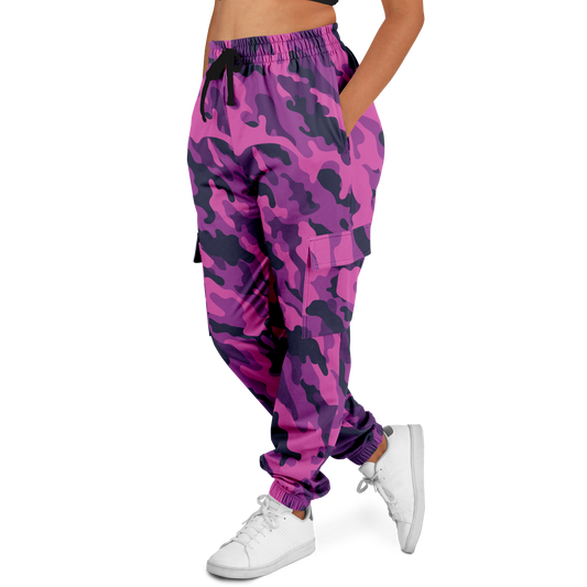 Pink Camo Cargo Pants | Blue & Magenta Mixed Camouflage