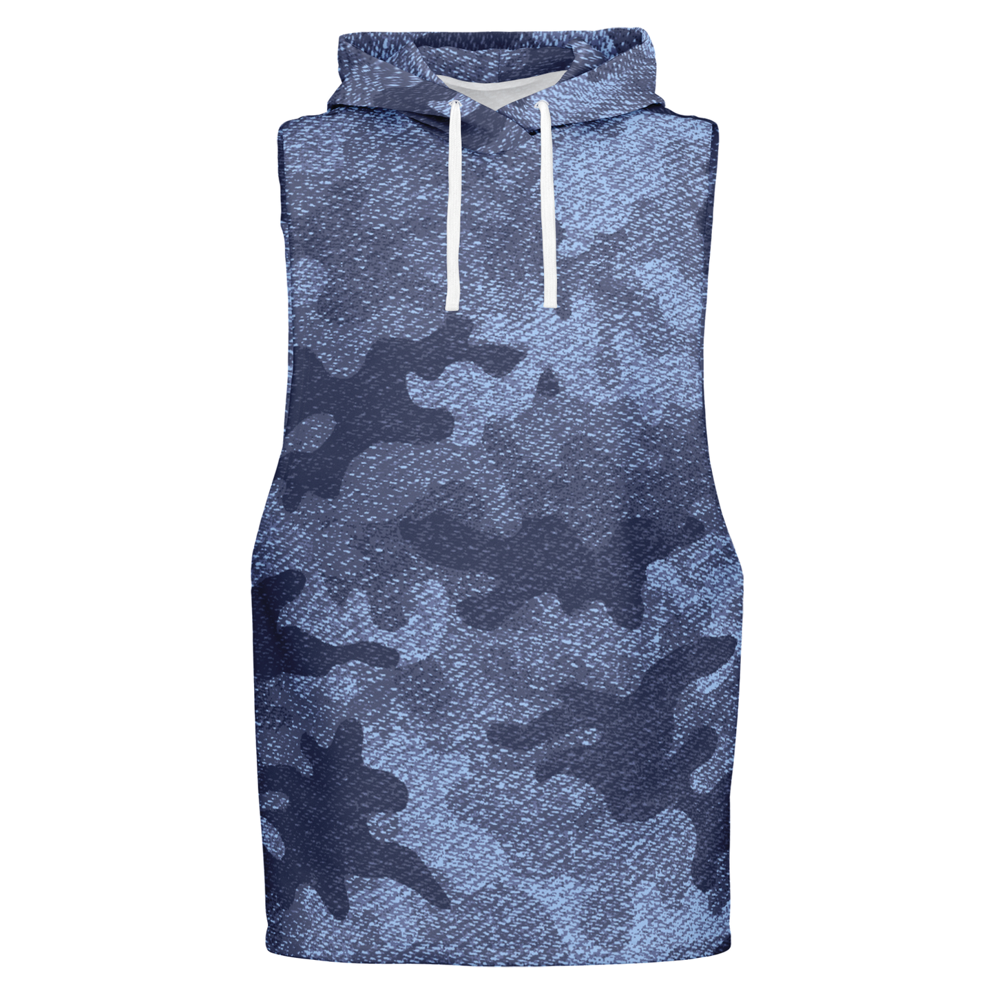 Sleeveless Hoodie | Blue Denim Camouflage