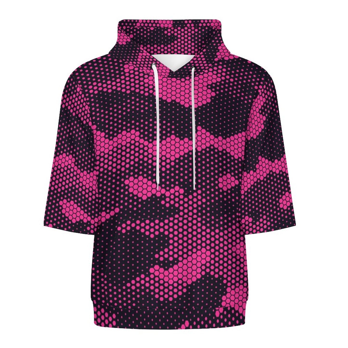 Short Sleeve Hoodie | Pink Digital Camouflage