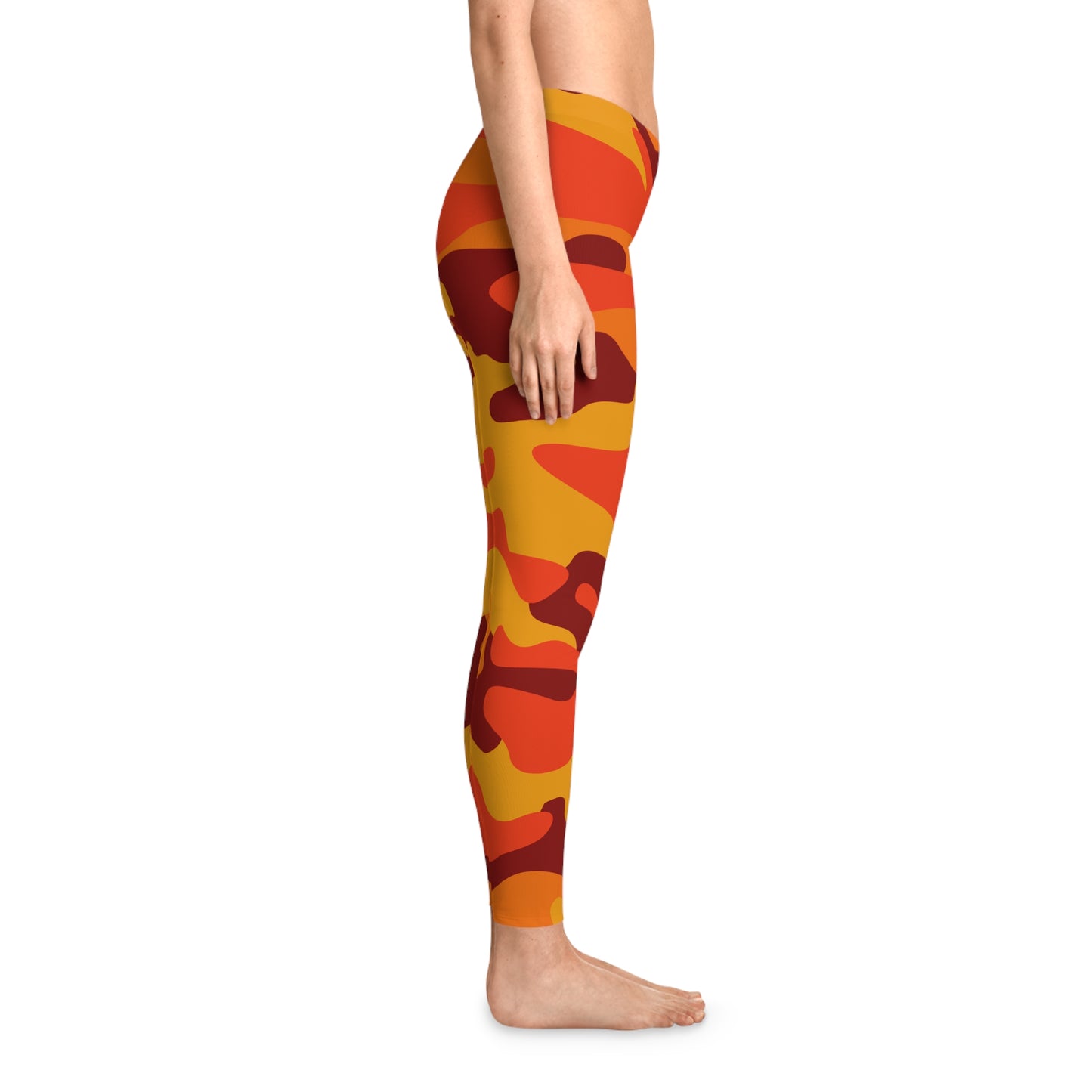 Orange & Red Camo Leggings For Women | Mid Waist Fit