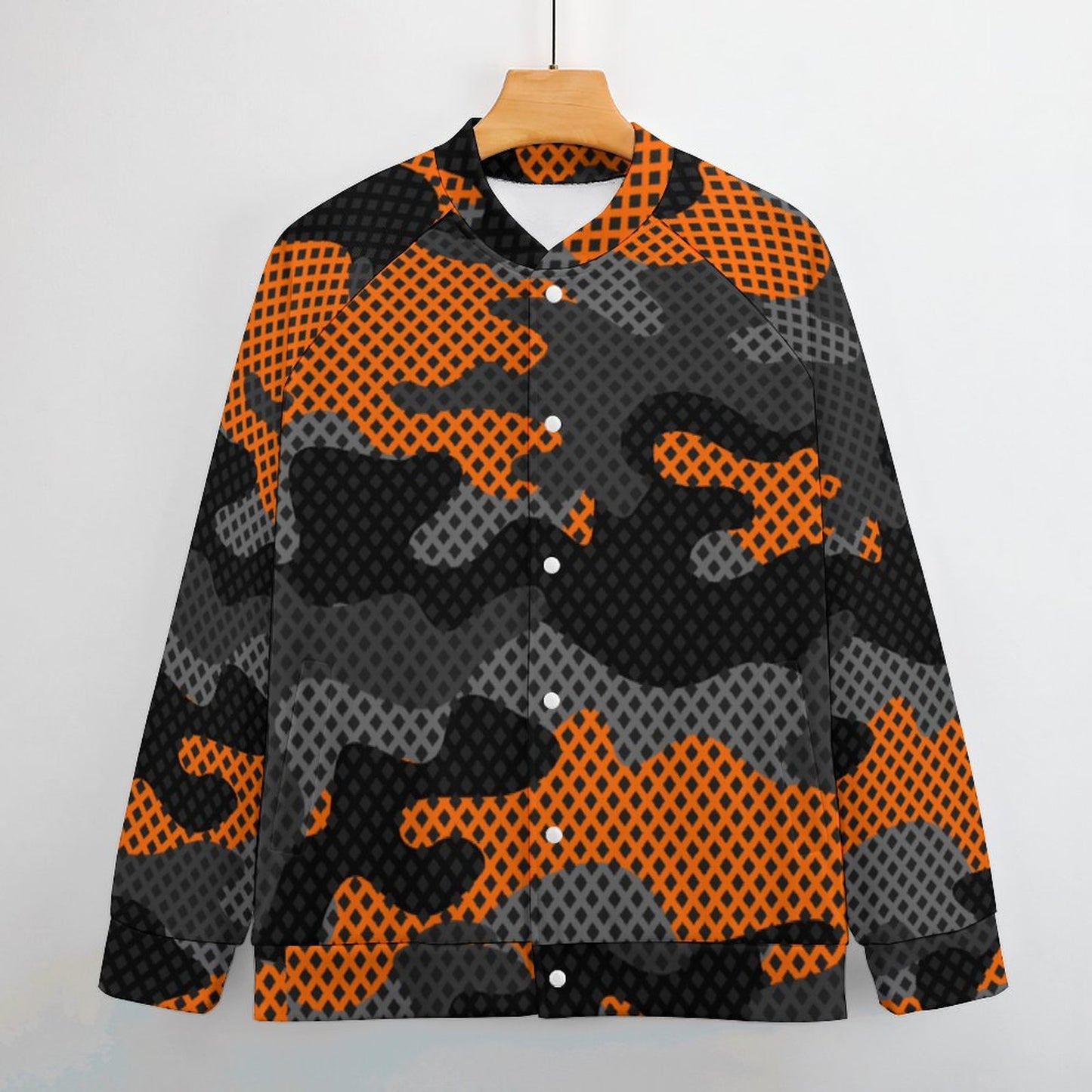 Men's Camo Jacket | Black & Orange Pixel Camouflage