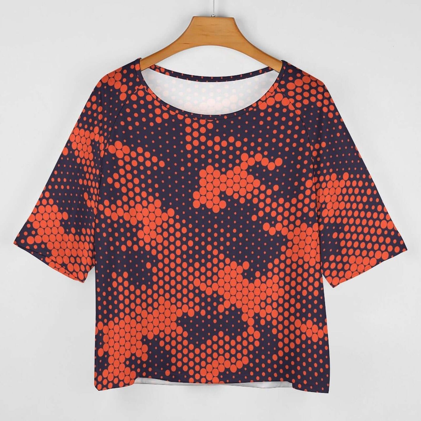 Off The Shoulder Top | Orange & Blue Digital Camo Shirt