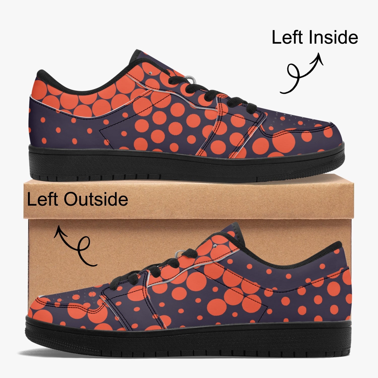 Camo Sneakers | Orange Blue Low-Top Leather Camouflage Shoes