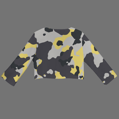 Camo Blazer | Cropped Open Front | Yellow, Black and Silver Camouflage