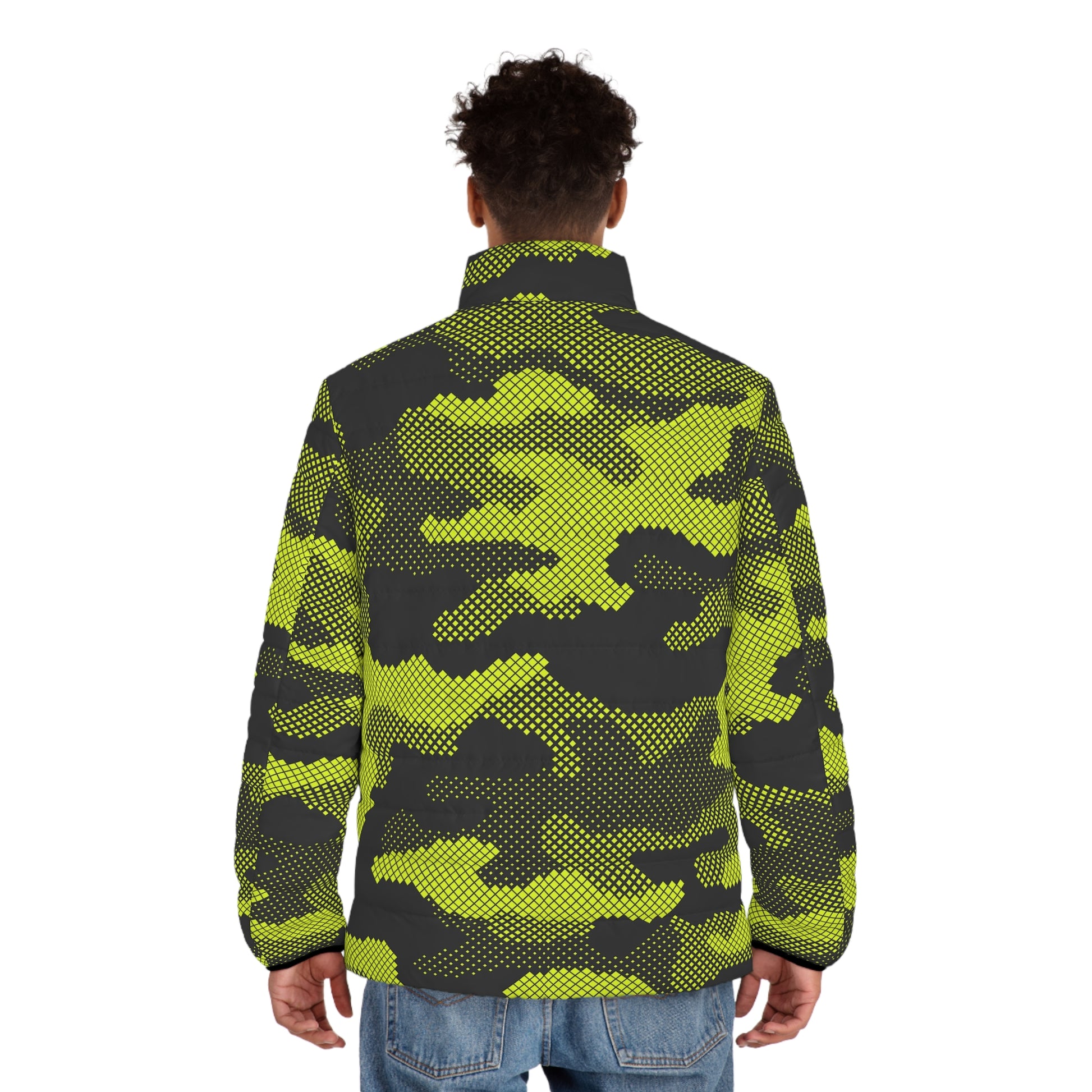 Green Camo Puffer Jacket | Dotted Military Camouflage