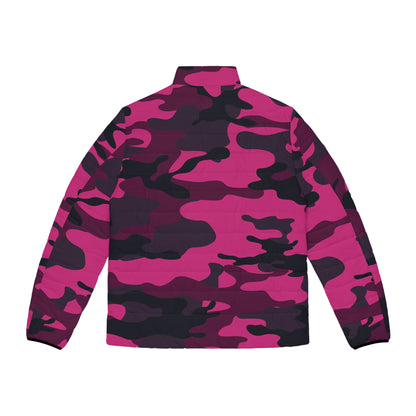 Camo Puffer Jacket For Men | Mixed Pink, Onyx & Deep Blue