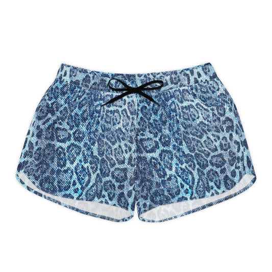 Blue Leopard Print Summer Shorts | Denim-Style | Camo Colors