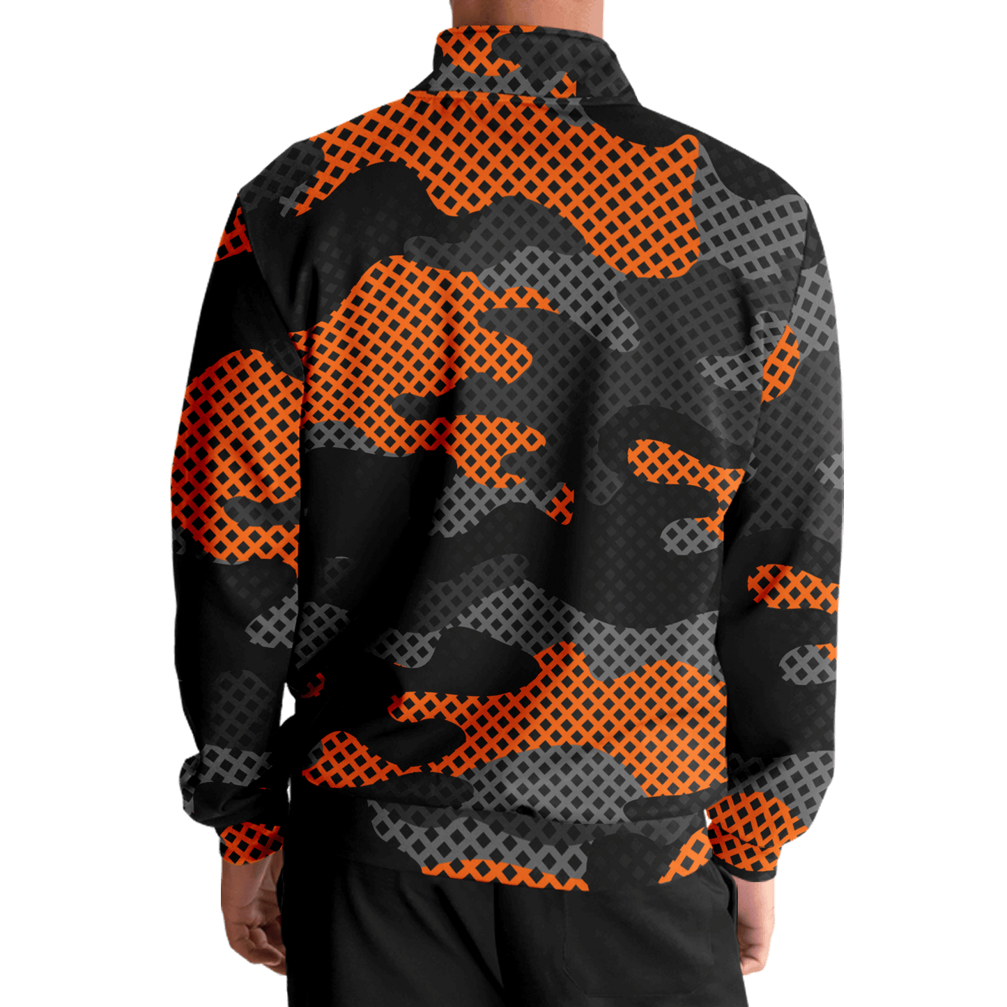 Camo Track Jacket | Orange & Black Pixel Camouflage