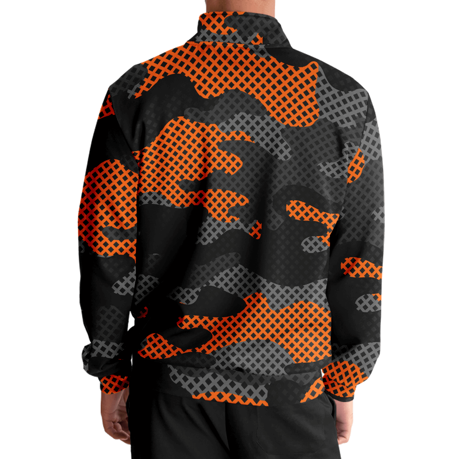 Camo Track Jacket | Orange & Black Pixel Camouflage