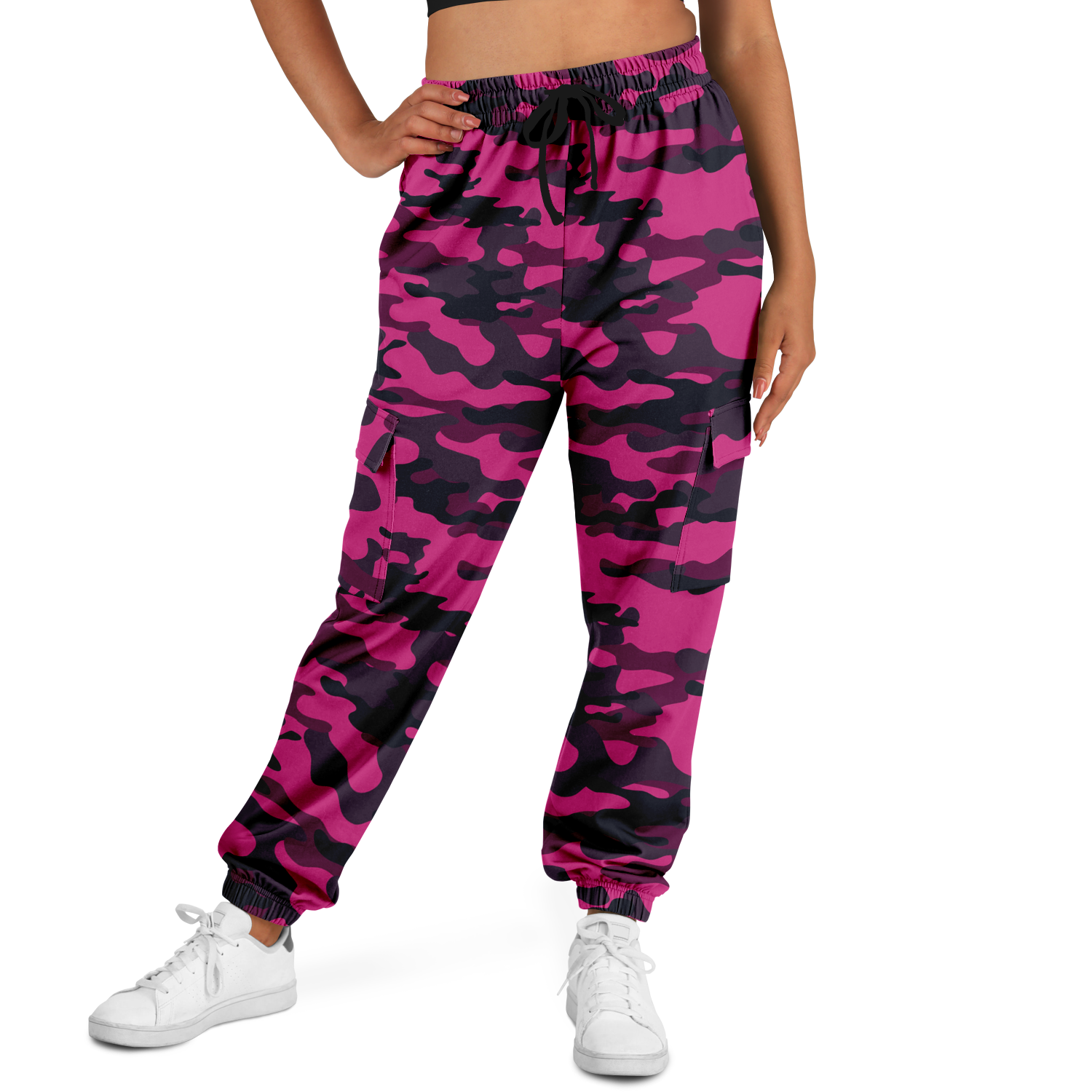 Pink Camo Cargo Pants | Onyx & Deep Blue Mixed Camouflage