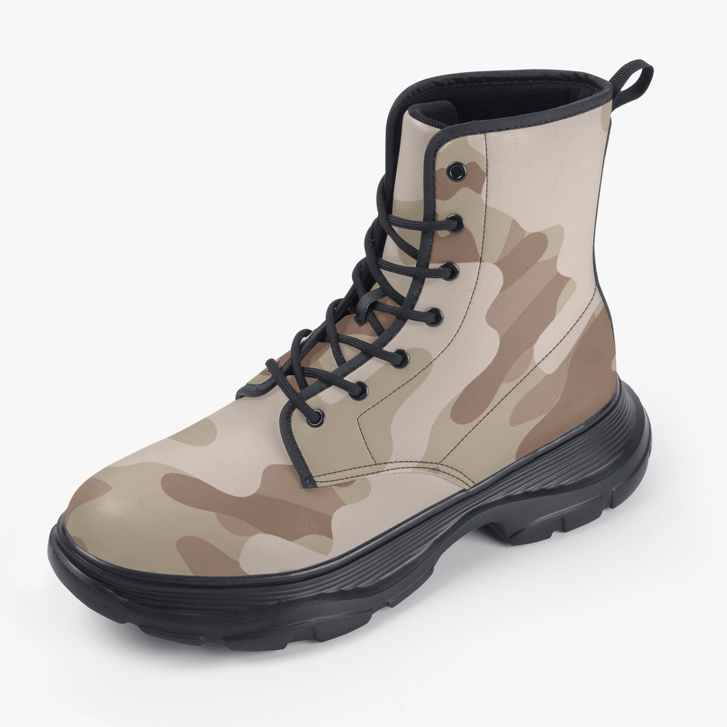 Chunky Boots | Leather in Desert Brown Camouflage