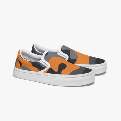 Camo Slip-On Shoes | Orange, Black and Gray Camouflage