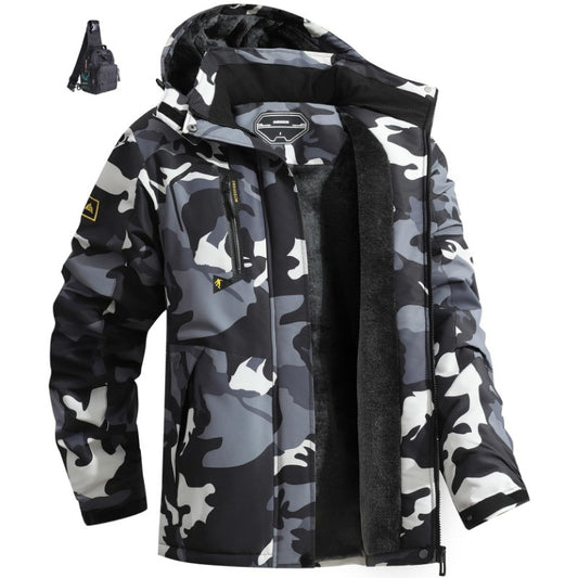 Men's Designer Ski Jacket | Warm Fleece with Detachable Hood