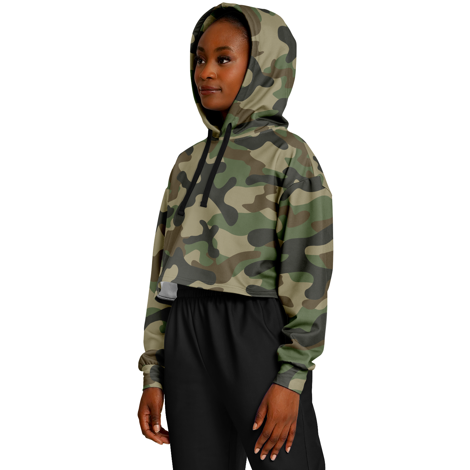 Cropped Hoodie For Women | Classic Green Camo