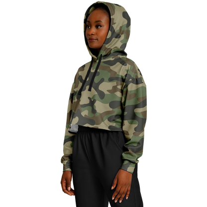 Cropped Hoodie For Women | Classic Green Camo