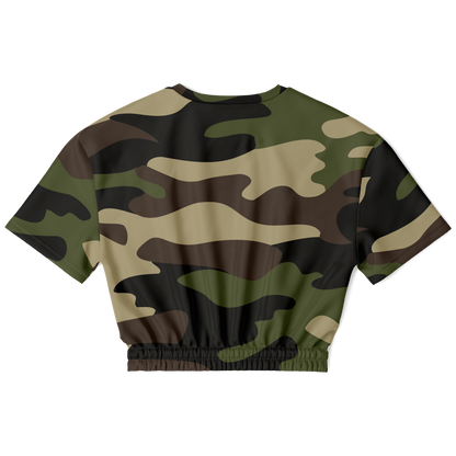 Camo Crop Top Sweatshirt | Classic Green Camouflage