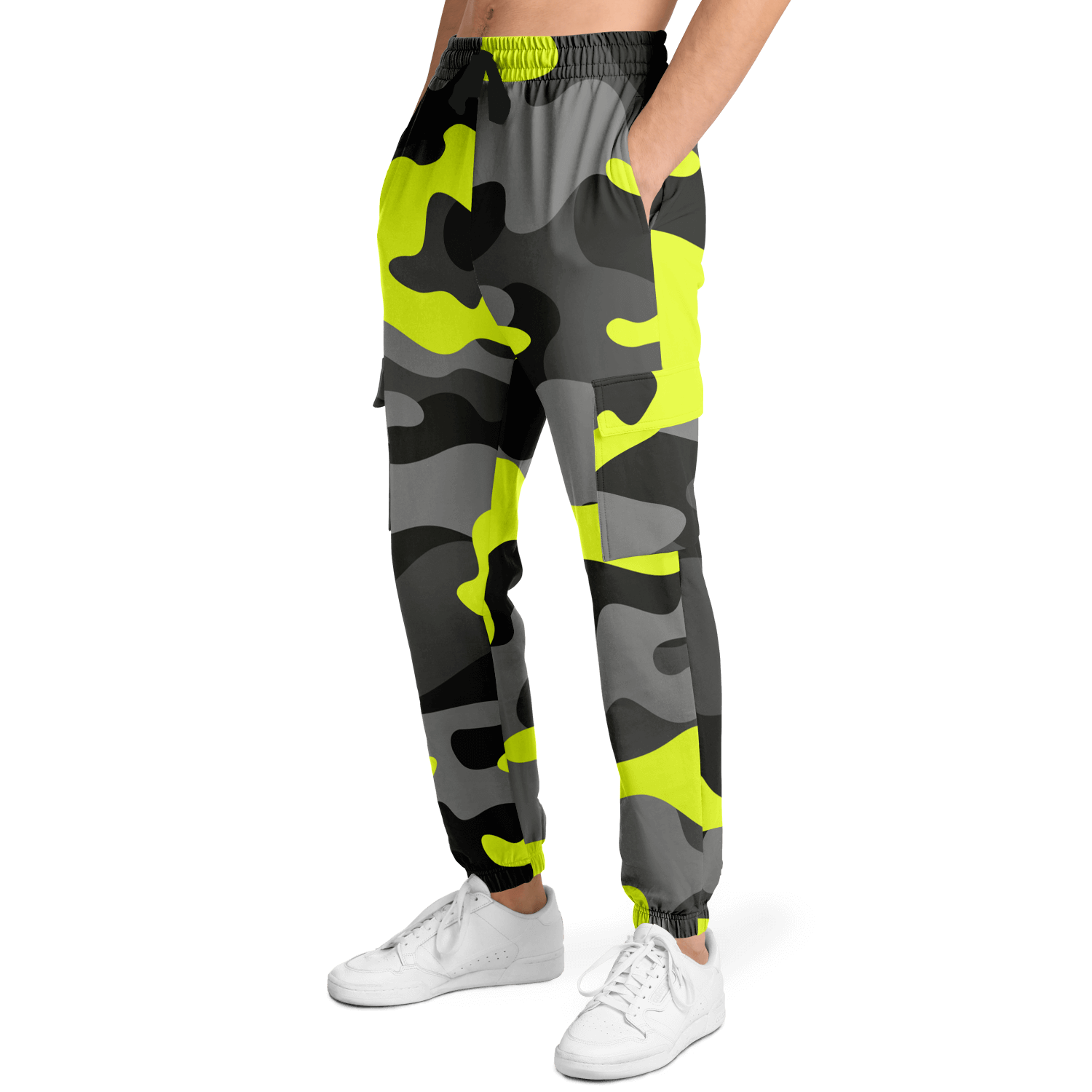 Camo Cargo Pants | Unisex | Black, Gray & Yellow Camouflage