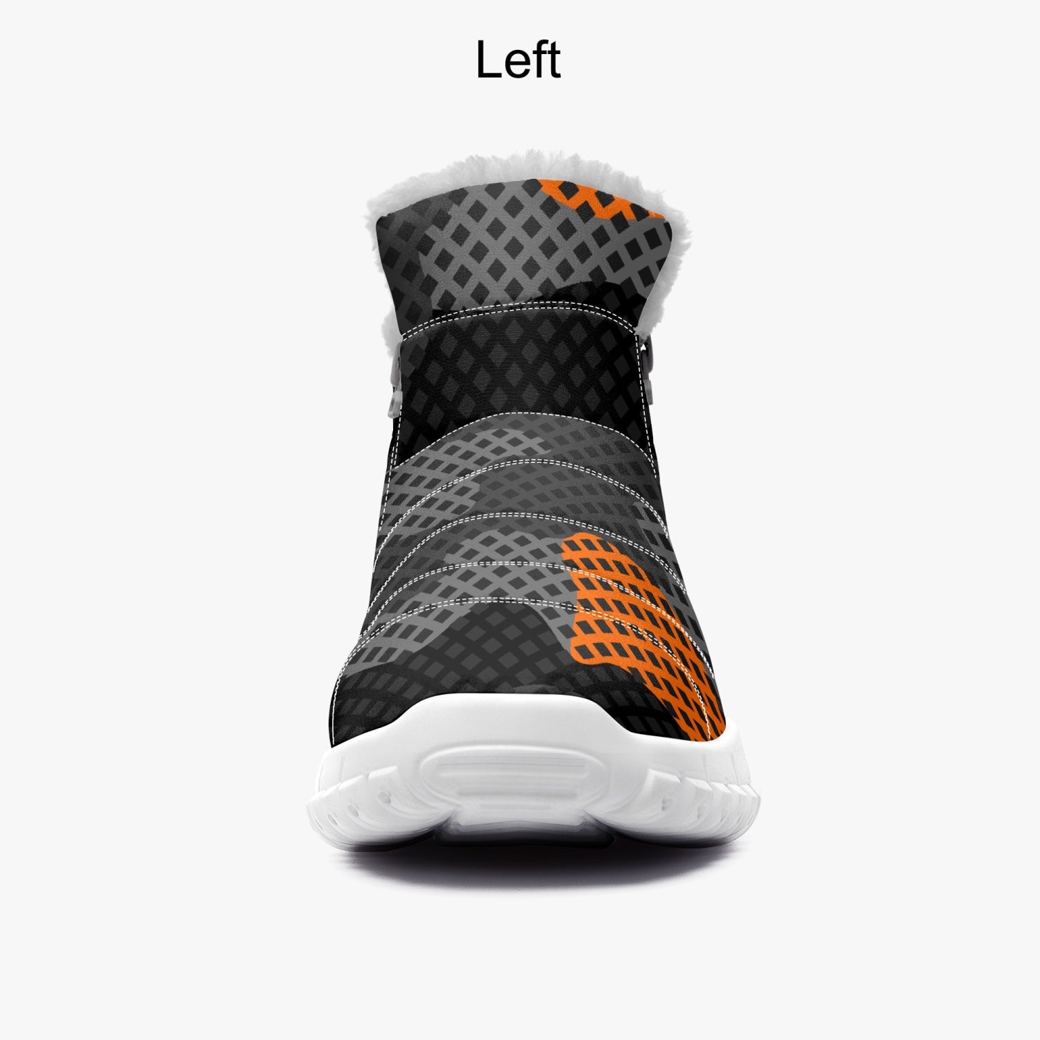 Camo Boots | Cotton-pad Fur Zipper Up | Orange and Black Pixel