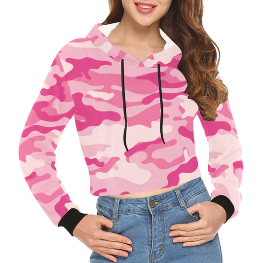 Cropped Camo Hoodie | Tight Fit | Lavender Pink Camouflage