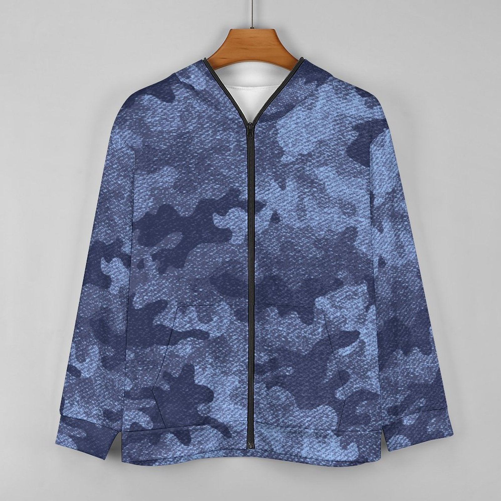 Zip up Camo Hoodie | Denim Blue Camouflage