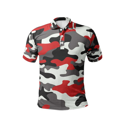 Camo Golf Shirt | Red, Black, and White Camouflage