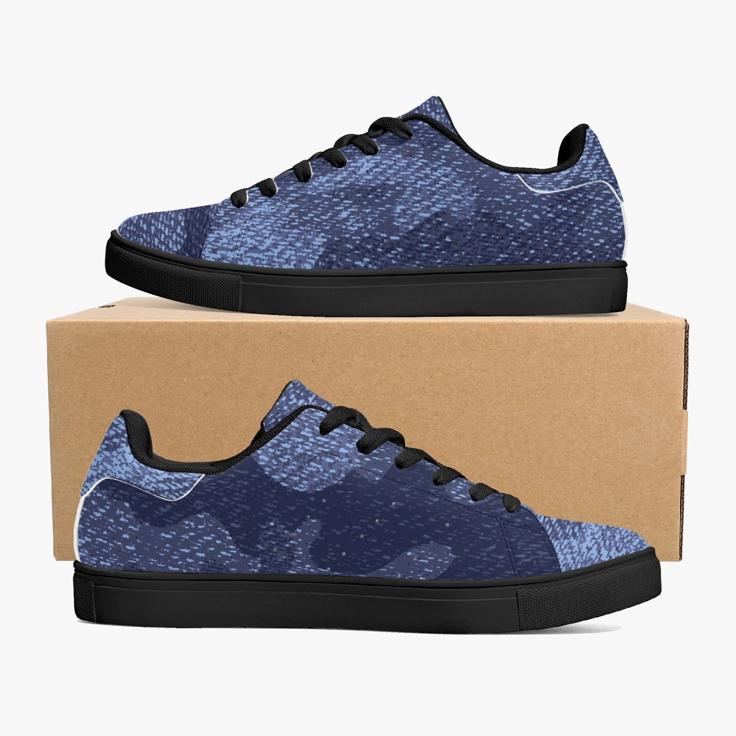 Camo Sneakers | Classic Low-Top Leather | Denim Blue