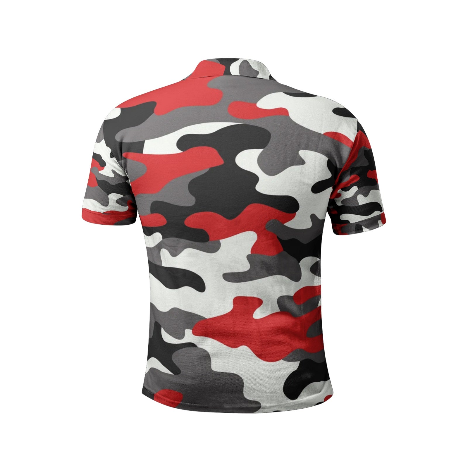 Camo Golf Shirt | Red, Black, and White Camouflage