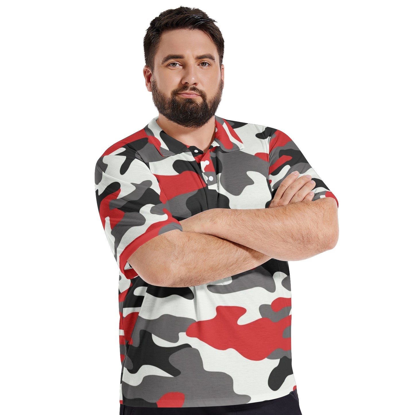 Camo Golf Shirt | Red, Black, and White Camouflage