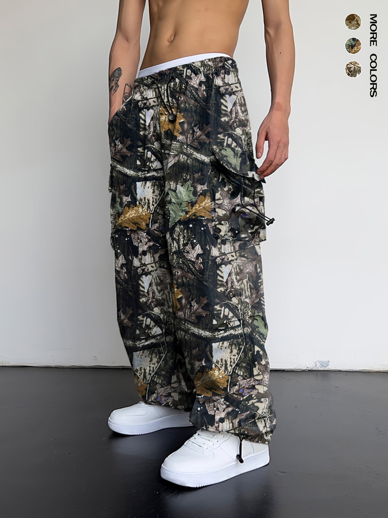 Men's Camo Cargo Pants with Multi-Pocket | Loose Fit