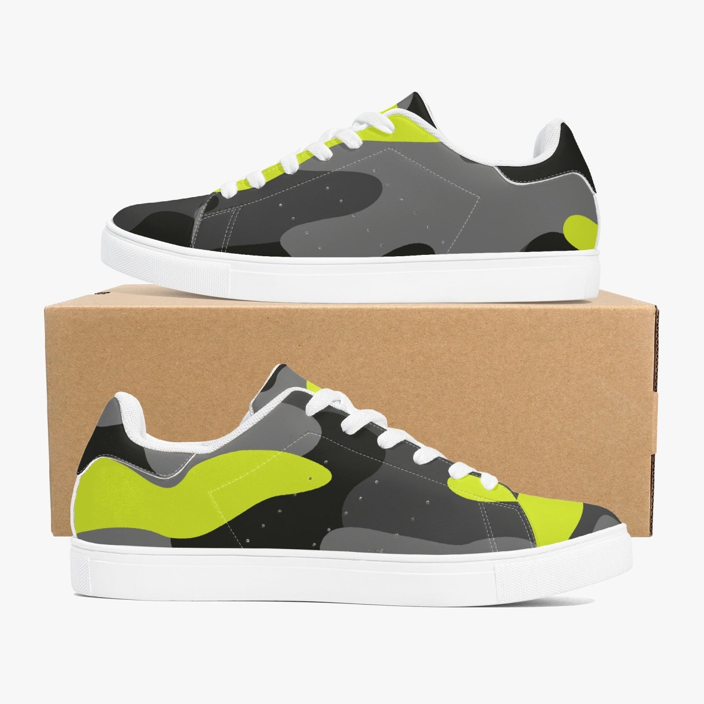 Camo Sneakers | Classic Low-Top | Yellow, Black, & Gray