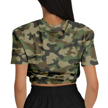 Camo Crop Top Sweatshirt | Military Brown Camouflage