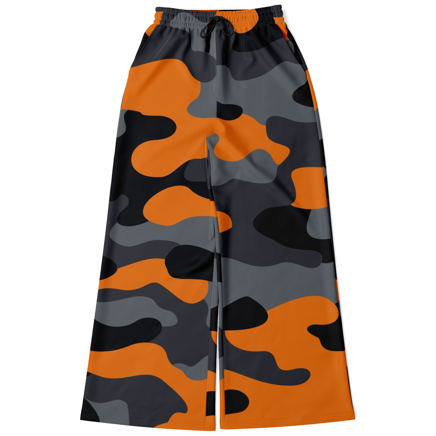 Camo Wide Leg Pants | Orange, Gray & Black Camouflage