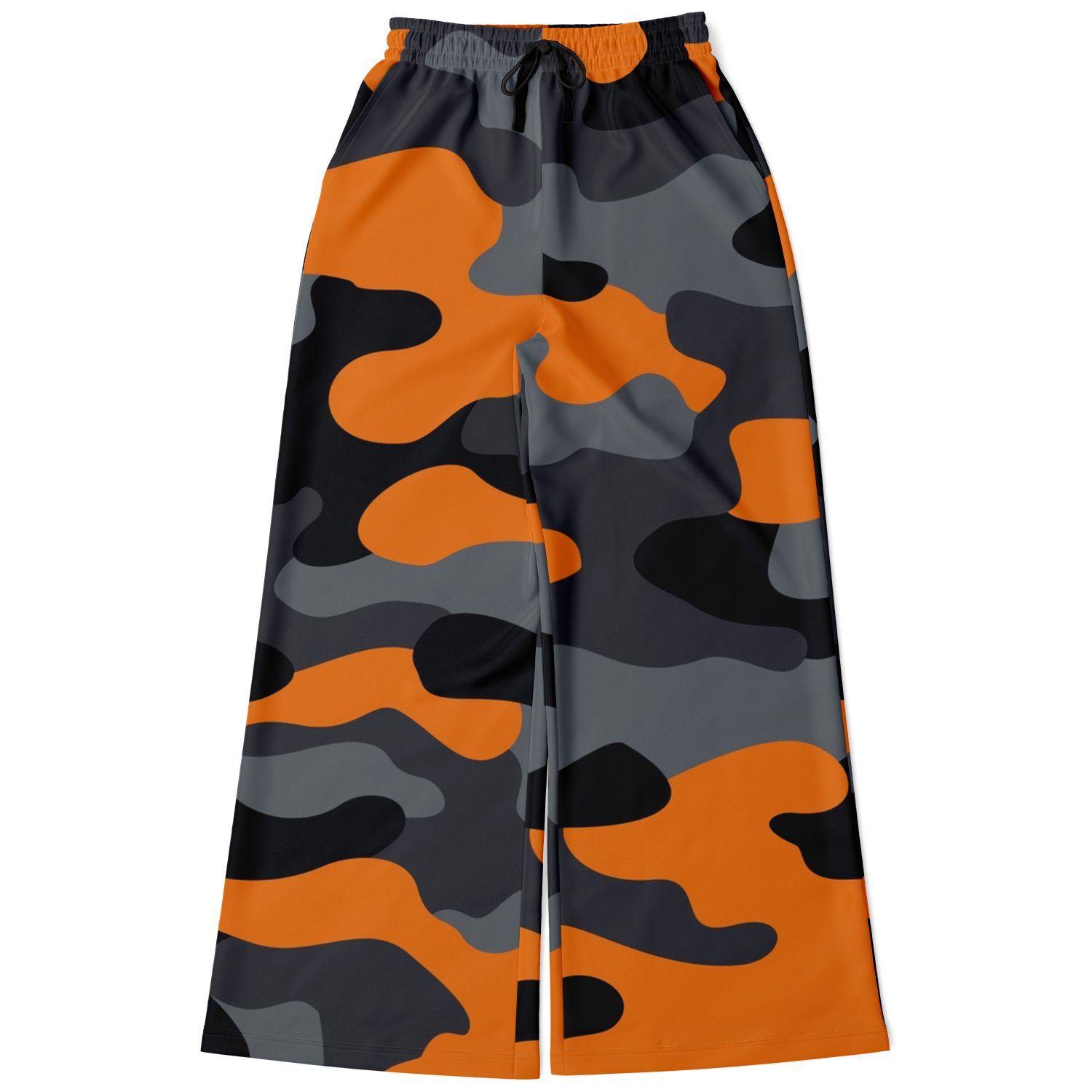 Camo Wide Leg Pants | Orange, Gray & Black Camouflage