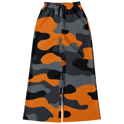 Camo Wide Leg Pants | Orange, Gray & Black Camouflage