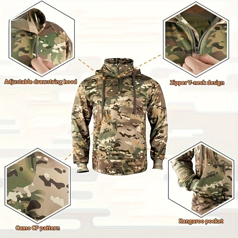 Hunting Pullover Hoodie | Men's Camo Wool Lining for Warmth